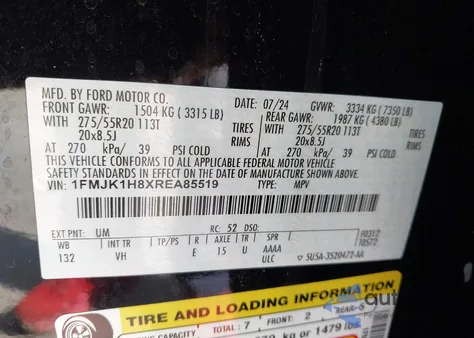 2024 Ford Expedition Xlt Max from USA, damaged, VIN 1FMJK1H8XREA85519